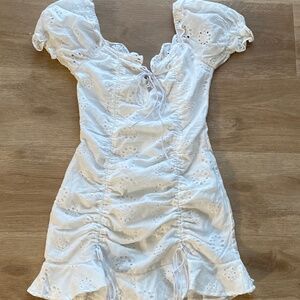 white puff sleeve dress